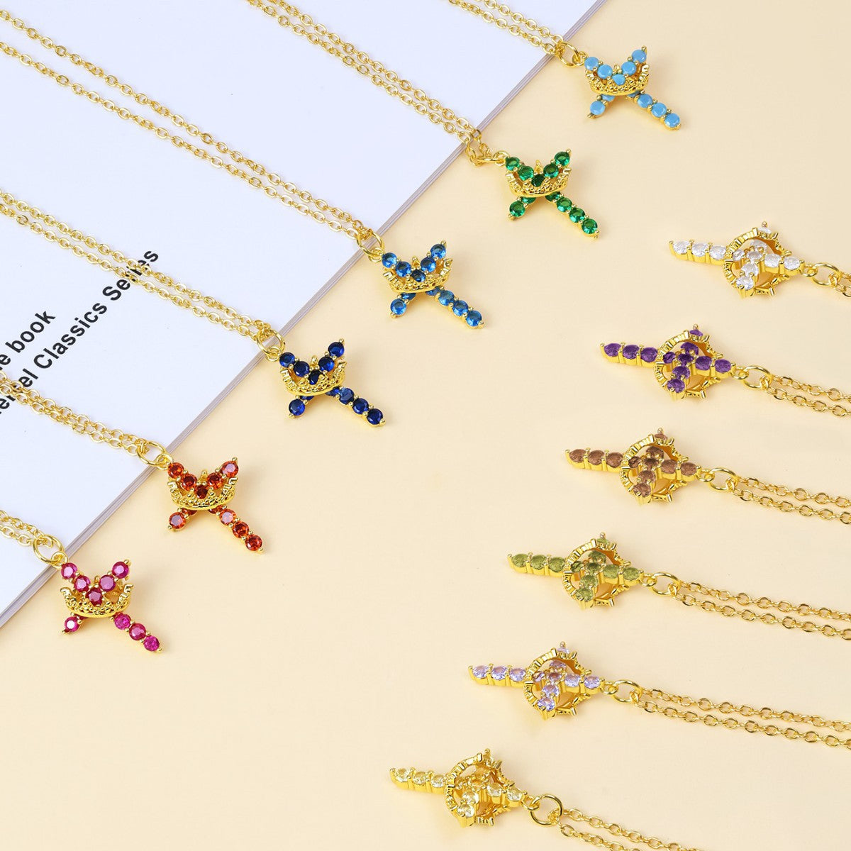 Rotating Zircon Cross Pendant Necklace