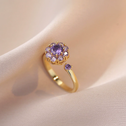 Rotating Zircon Four-Leaf Clover Ring for Women