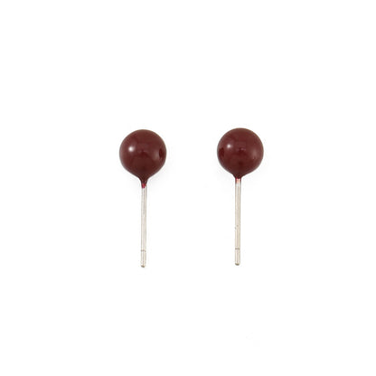 Round Bead Dripping Oil 925 Silver Earrings