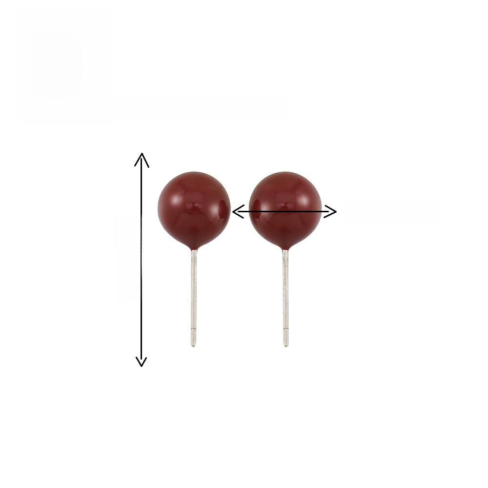 Round Bead Dripping Oil 925 Silver Earrings