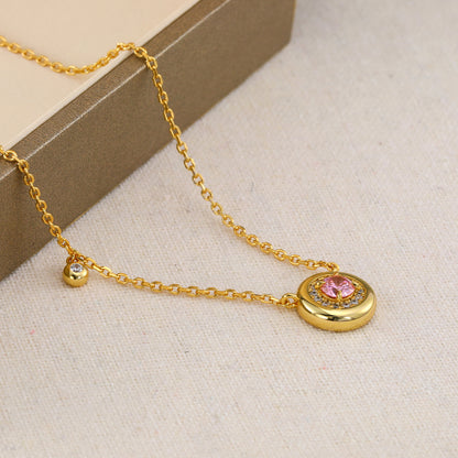 Round Birthstone Zircon Necklace