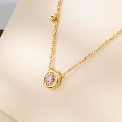 Round Birthstone Zircon Necklace