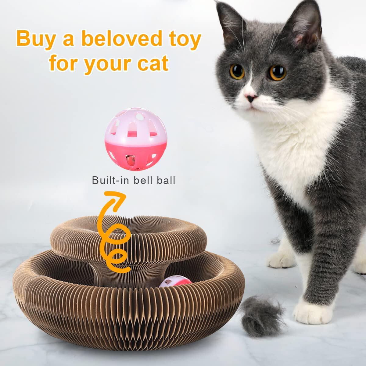 Round Corrugated Cat Scratcher with Balls