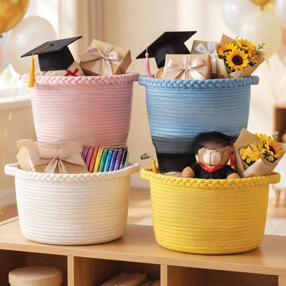 Round Cotton Rope Storage Basket