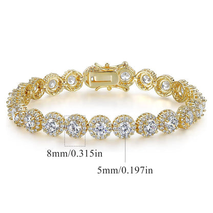 Round Cuban Zircon Tennis Bracelet for Men and Women