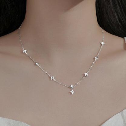 Round Diamond Four-Leaf Clover Necklace