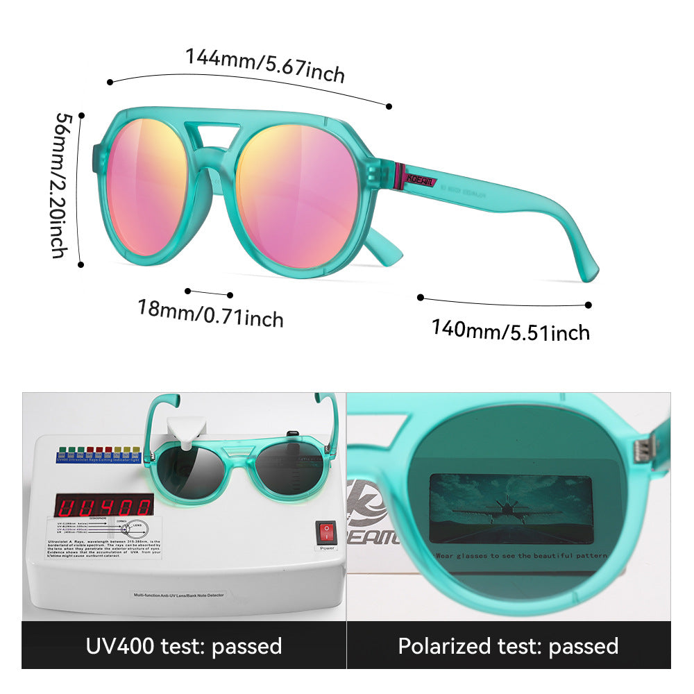 Round Frame Polarized Sunglasses UV400 Protection