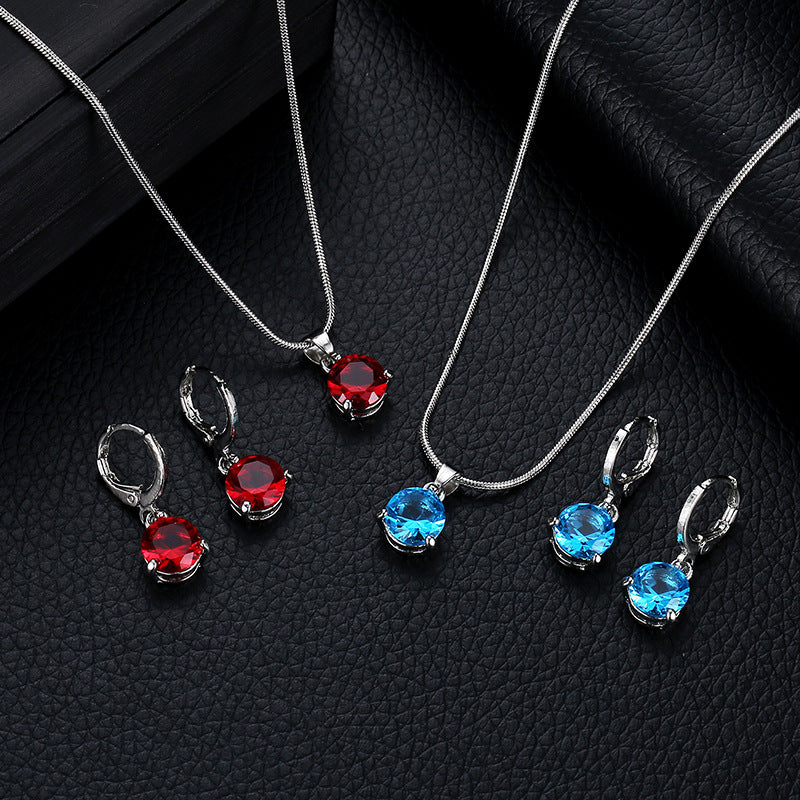 Round Geometric Alloy Necklace and Earrings