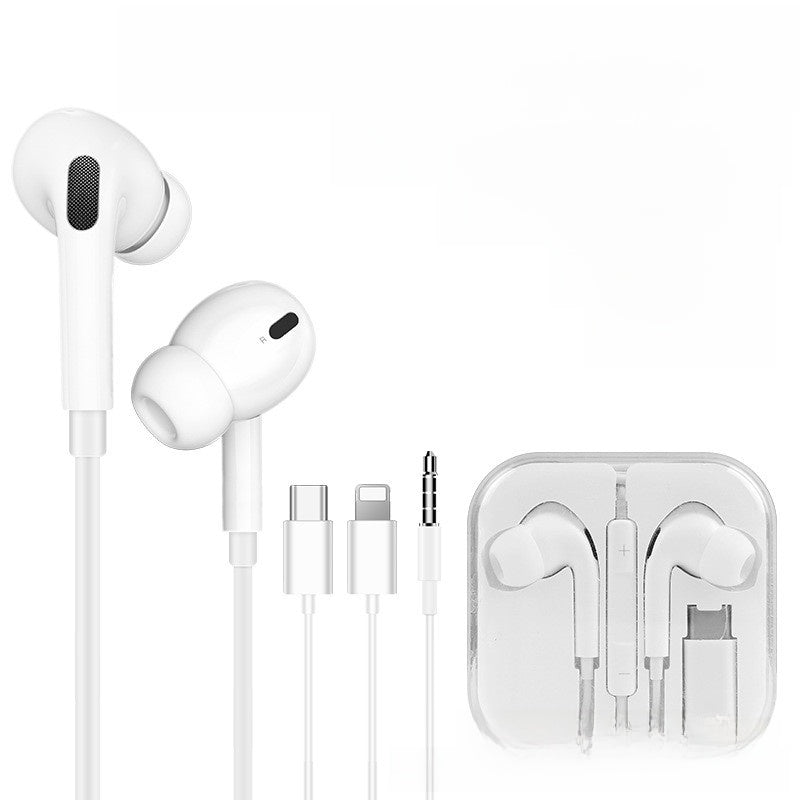 Round-hole wire-controlled iphone flat-head headphones