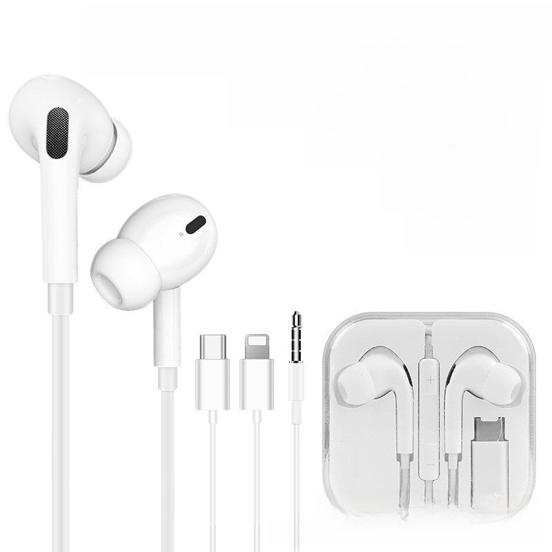 Round-hole wire-controlled iphone flat-head headphones