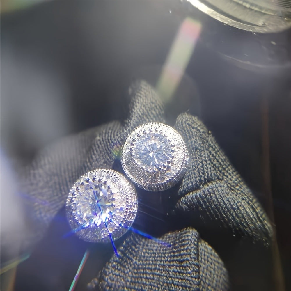 Round Imitation Zircon Earrings