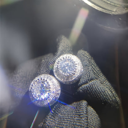 Round Imitation Zircon Earrings