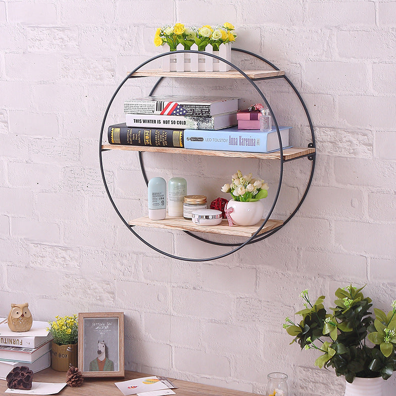 Round iron art wall shelf