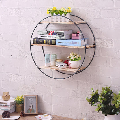 Round iron art wall shelf