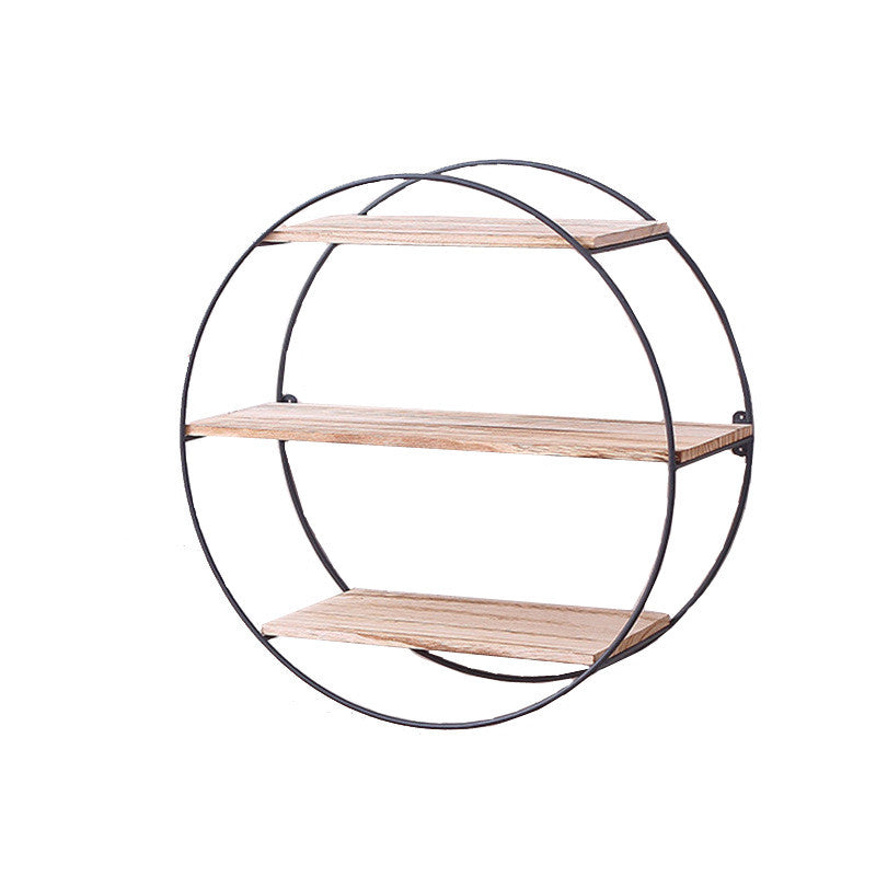 Round iron art wall shelf