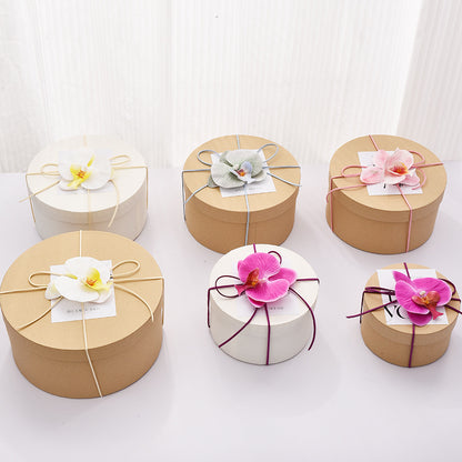 Round Kraft Paper Gift Box with Tote Bag