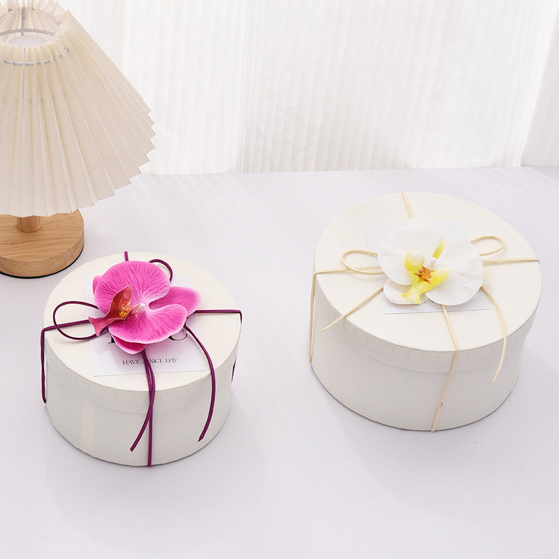 Round Kraft Paper Gift Box with Tote Bag