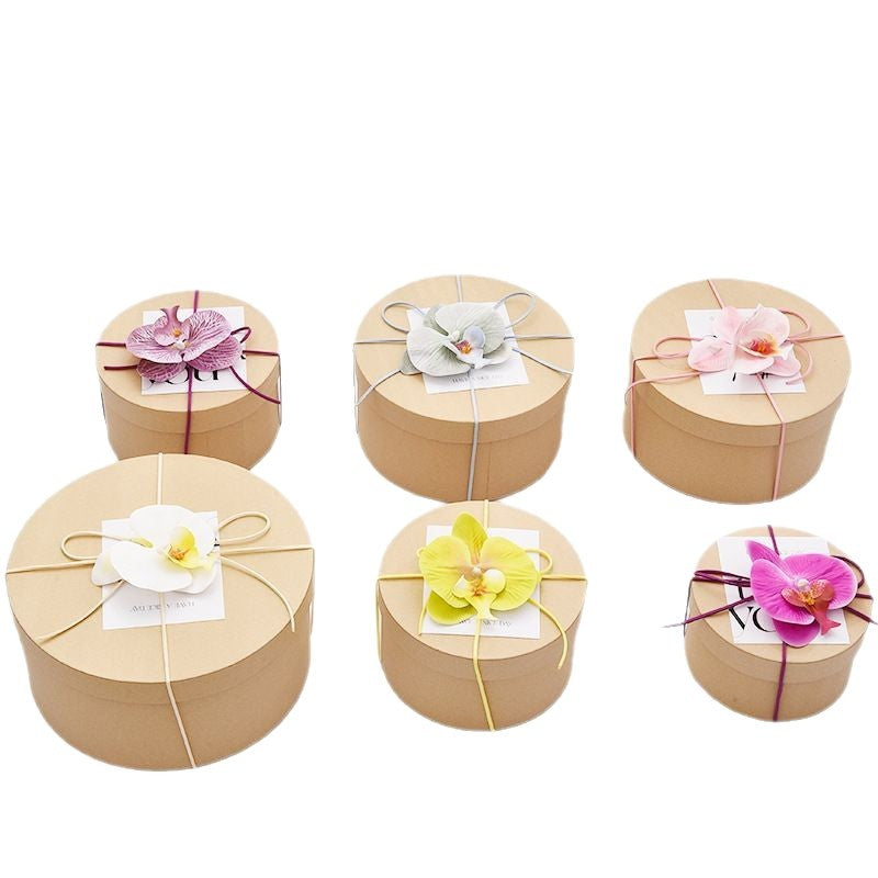 Round Kraft Paper Gift Box with Tote Bag