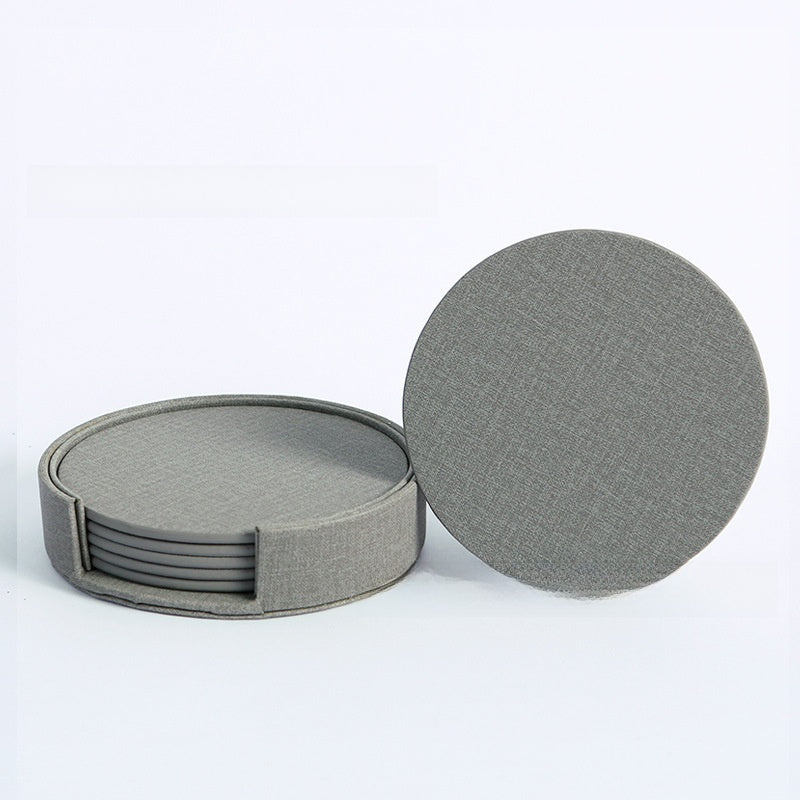 Round Leather Coaster Set Double-Sided Heat Resistant