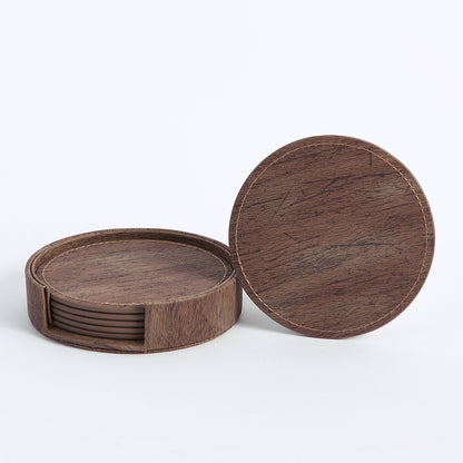 Round Leather Coaster Set Double-Sided Heat Resistant