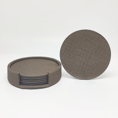 Round Leather Coaster Set Double-Sided Heat Resistant