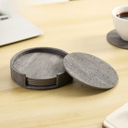 Round Leather Coaster Set Double-Sided Heat Resistant