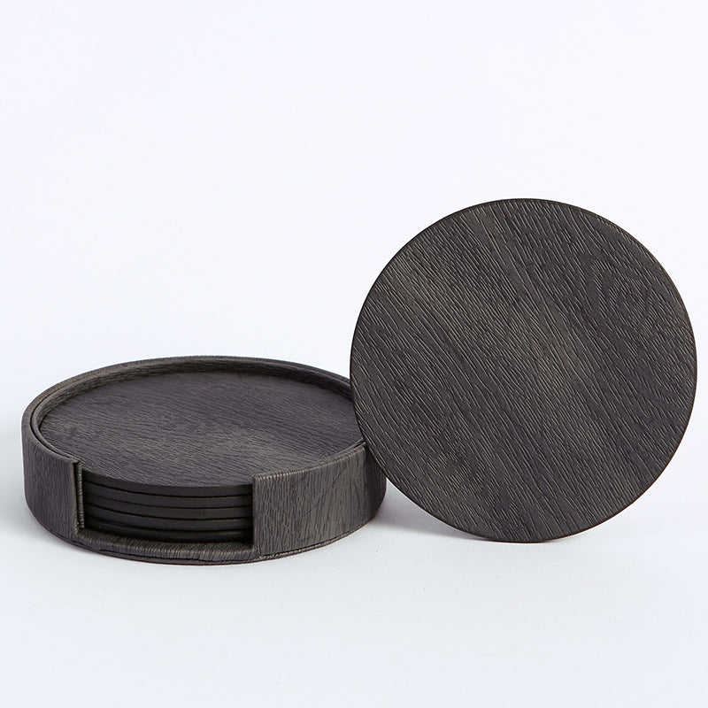 Round Leather Coaster Set Double-Sided Heat Resistant