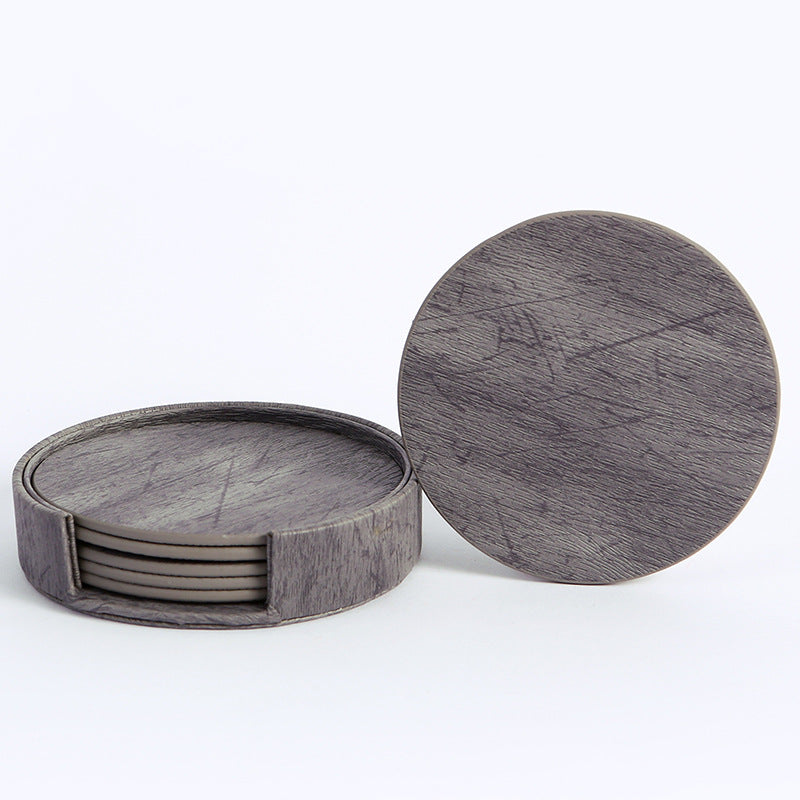 Round Leather Coaster Set Double-Sided Heat Resistant