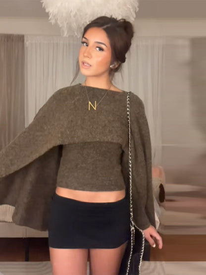 Round-neck cape shawl