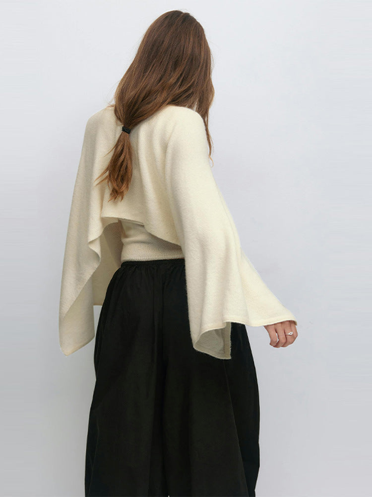 Round-neck cape shawl