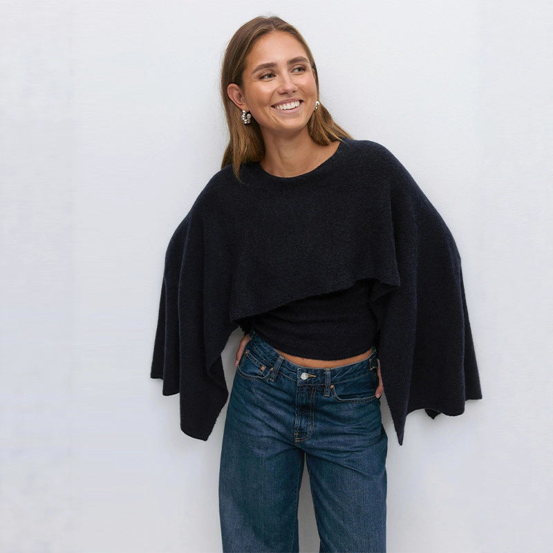 Round-neck cape shawl