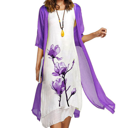 Round-neck casual long dress set of two pieces