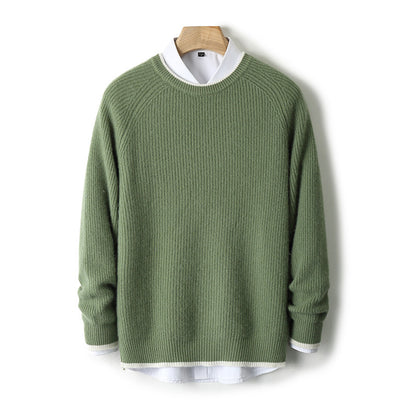 Round-Neck Color-Block Casual Sweater