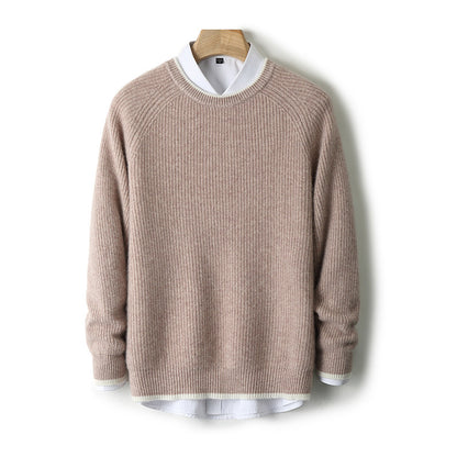 Round-Neck Color-Block Casual Sweater