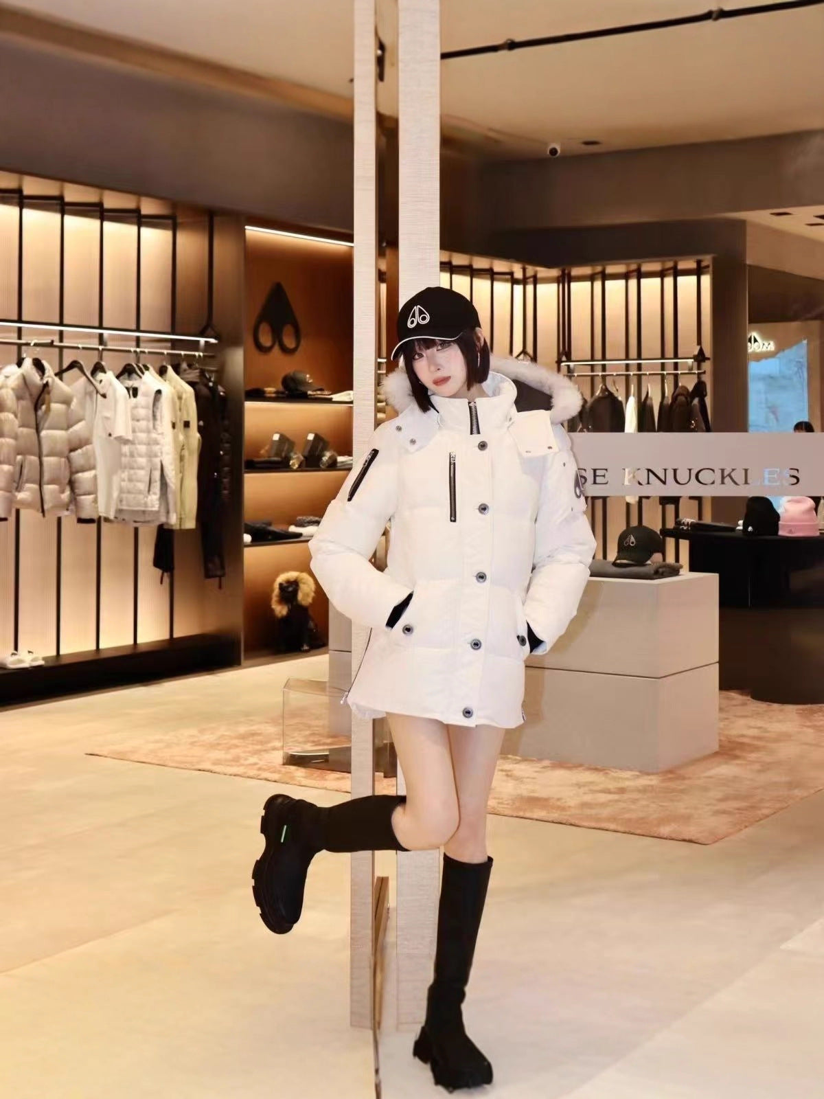 Round neck down jacket