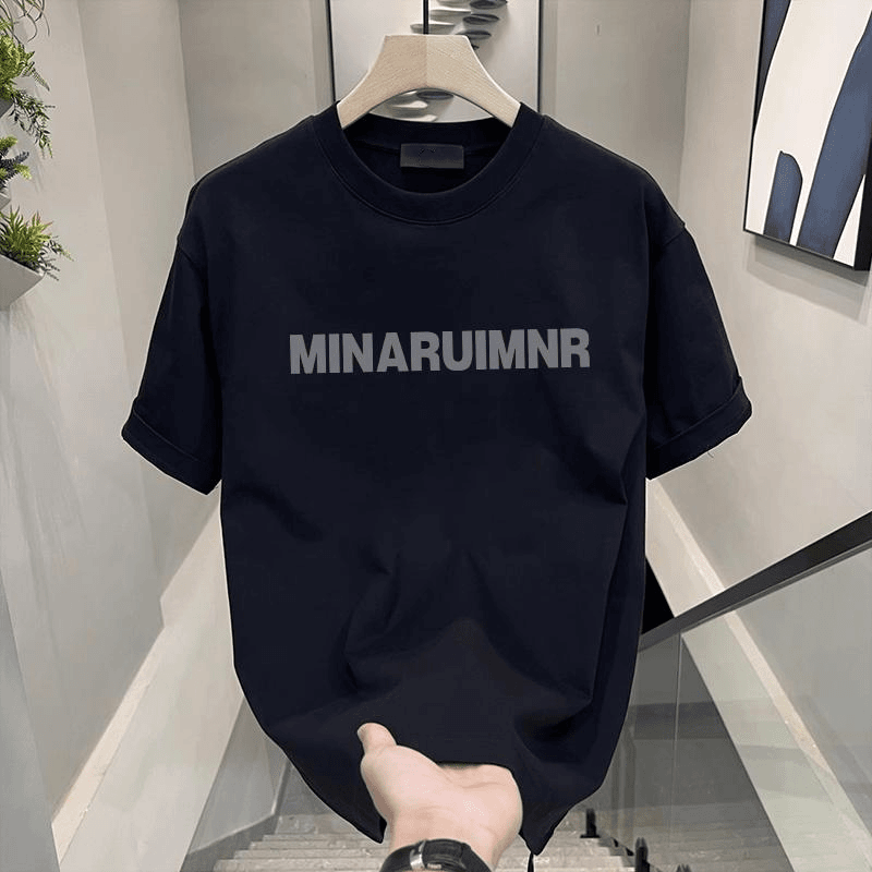 Round-neck high-end men's short-sleeved shirt