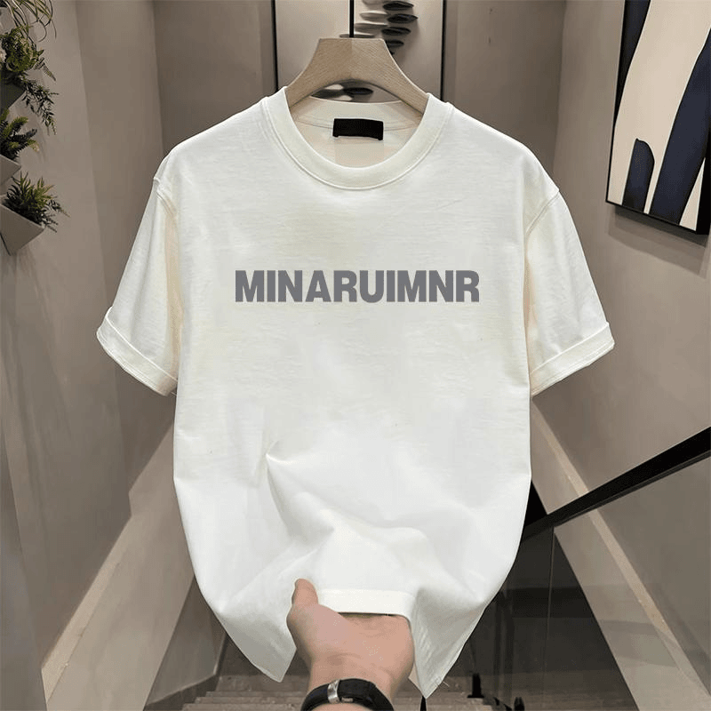 Round-neck high-end men's short-sleeved shirt