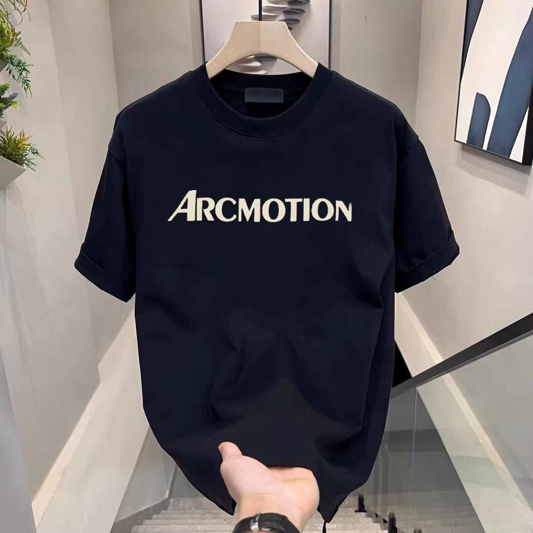 Round-neck high-end men's short-sleeved shirt