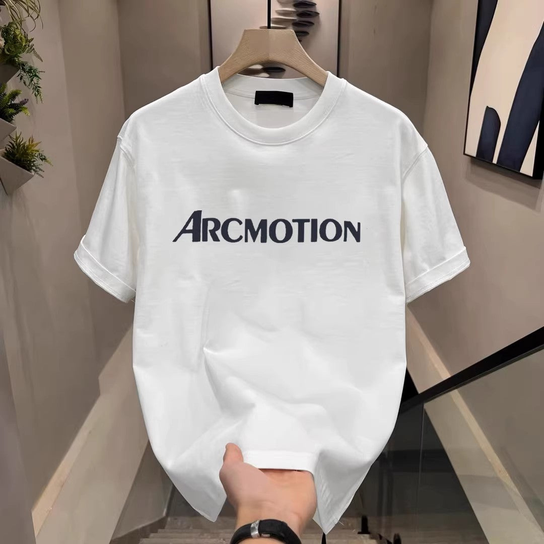 Round-neck high-end men's short-sleeved shirt