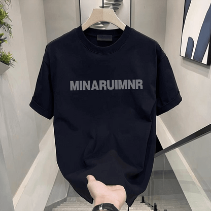 Round-neck high-end men's short-sleeved shirt