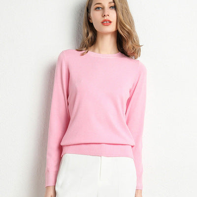 Round neck knit sweater for women, inner layer base layer
