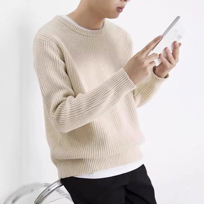 Round-neck knit sweater