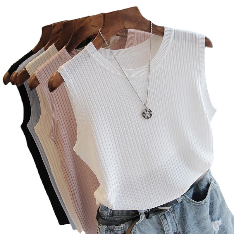 Round Neck Knitted Vest for Women
