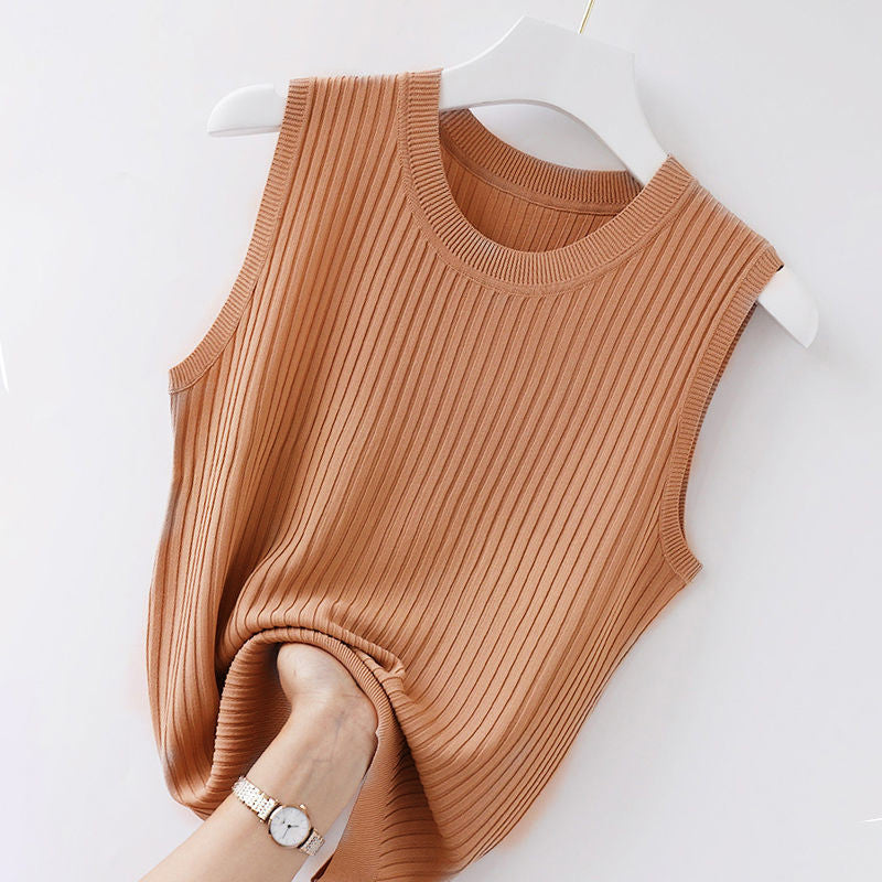 Round Neck Knitted Vest for Women
