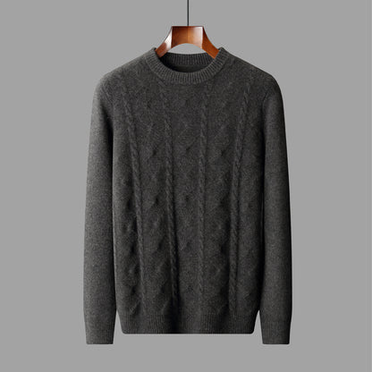 Round-neck knitted wool sweater