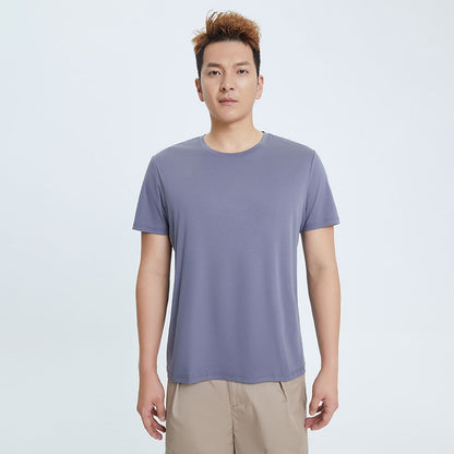 Round Neck Pure Cotton T-shirt Men's Top Base Shirt