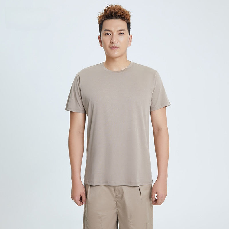 Round Neck Pure Cotton T-shirt Men's Top Base Shirt