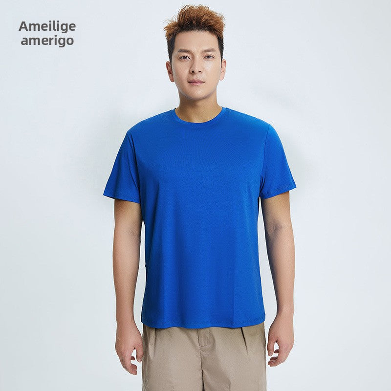 Round Neck Pure Cotton T-shirt Men's Top Base Shirt