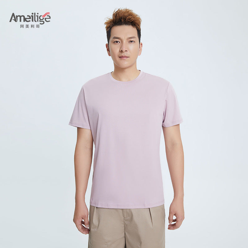 Round Neck Pure Cotton T-shirt Men's Top Base Shirt