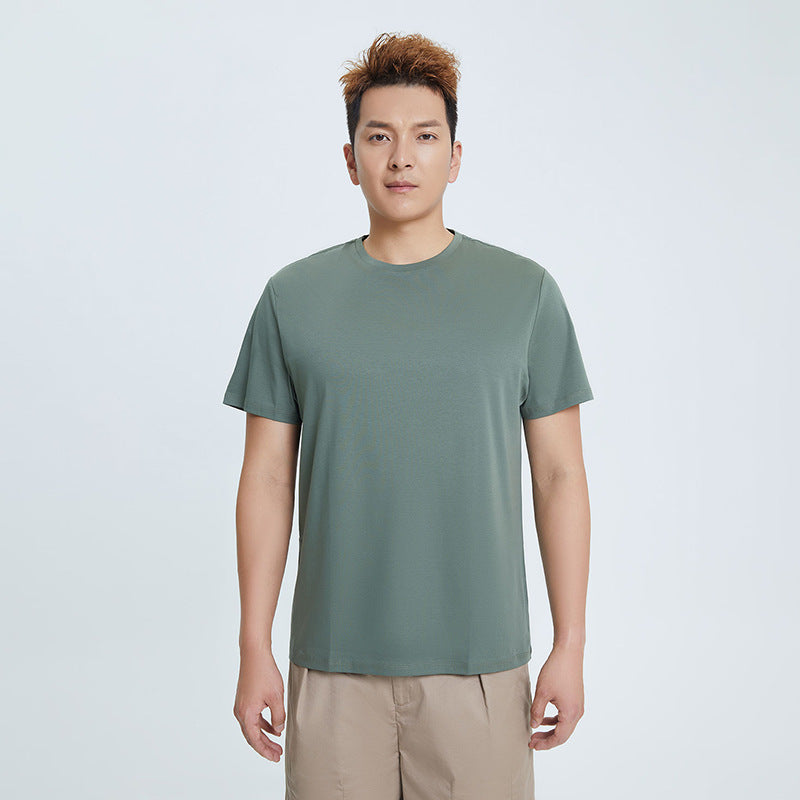 Round Neck Pure Cotton T-shirt Men's Top Base Shirt